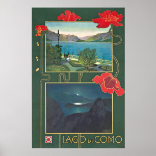 Sjön Como Lombardiet Italien Vintage Resaaffisch Poster