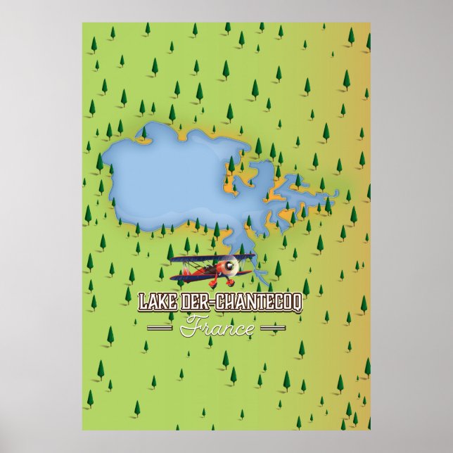 Sjön Der-Chantecoq, Frankrike Sjökarta Poster (Framsidan)