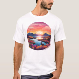 Sjön Ewe solnedgång i Skottland T Shirt