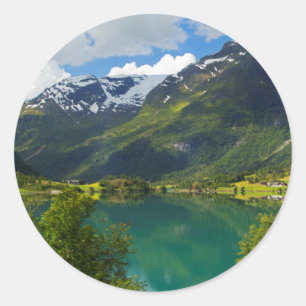 Sjön Floen naturskön, Norge Runt Klistermärke