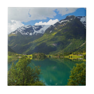 Sjön Floen pittoresk, Norge Kakelplatta
