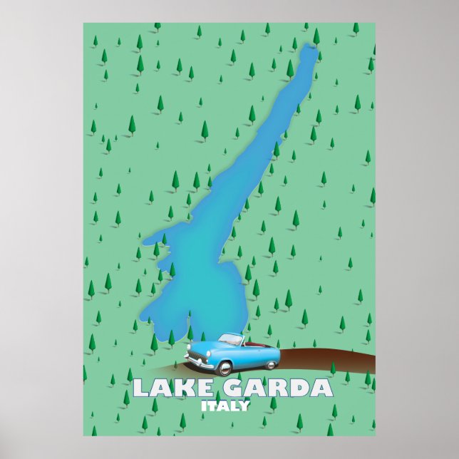 Sjön Garda Italien reseaffisch karta Poster (Framsidan)