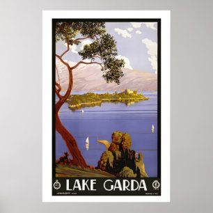 Sjön Garda Italien Vintage Resaaffisch Poster
