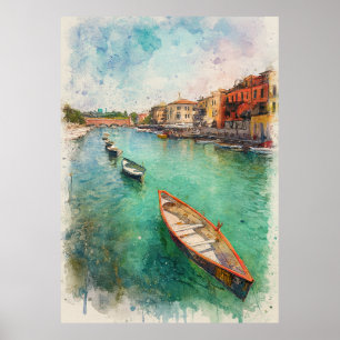 Sjön Garda (Lago di Garda) - Akvarellstänk Poster