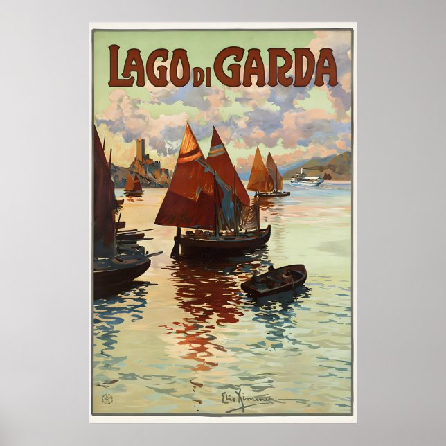 Sjön Garda - Vintage Resemotiv Poster (Framsidan)
