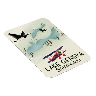 sjön geneva switzerland reser affischen magnet