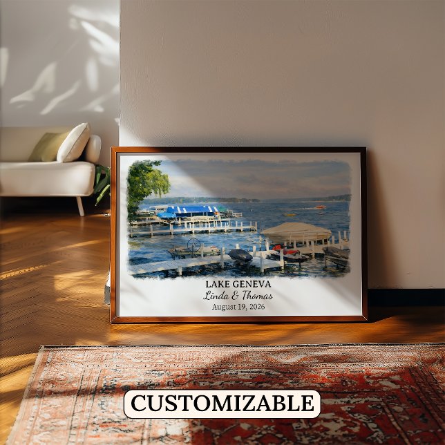 Sjön Genève Wisconsin Affisch, Akvarell, Anpassad Poster (Skapare uppladdad)