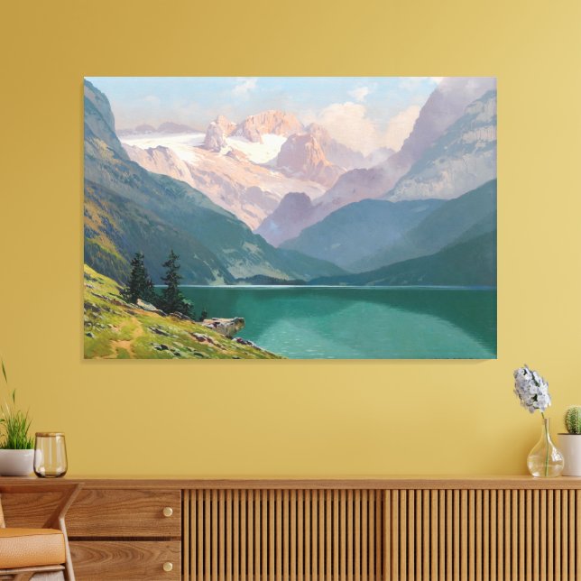 Sjön Gosau med Dachstein Canvastryck (Insitu (Vardagsrum))