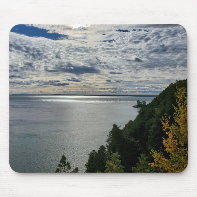 Sjön Huron, utsikt över Mackinac Island Musmatta (Framsidan)