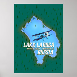 Sjön Ladoga rysk kart-reseaffisch Poster