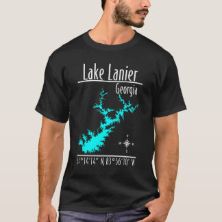 Sjön Lanier Georgia Kartkoordinater T Shirt