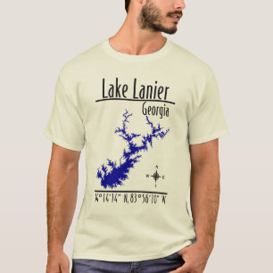 Sjön Lanier Georgia Kartkoordinater T Shirt