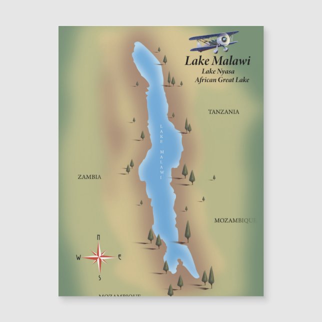 Sjön Malawi, resa affisch karttryck (Framsida)