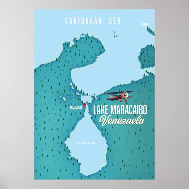 Sjön Maracaibo, Venezuela kartnavigering. Poster (Framsidan)
