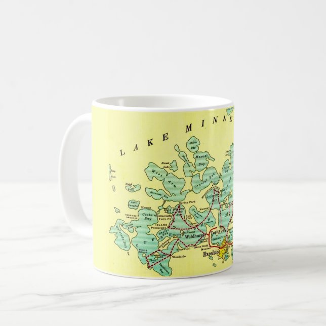 Sjön Minnetonka Karta Kaffemugg (Framsida vänster)
