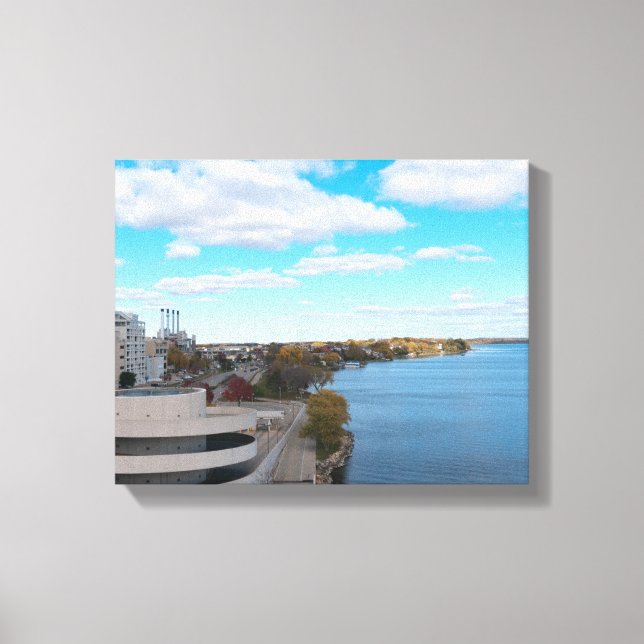 Sjön Monona och centrala Madison Canvastryck (Framsida)