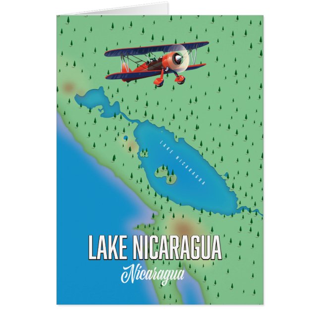 Sjön Nicaragua,Nicaragua karta Hälsningskort (Framsidan)