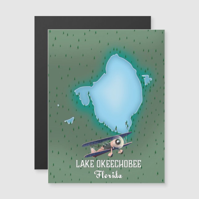 Sjön Okeechobee Florida karta. (Fram/baksida)