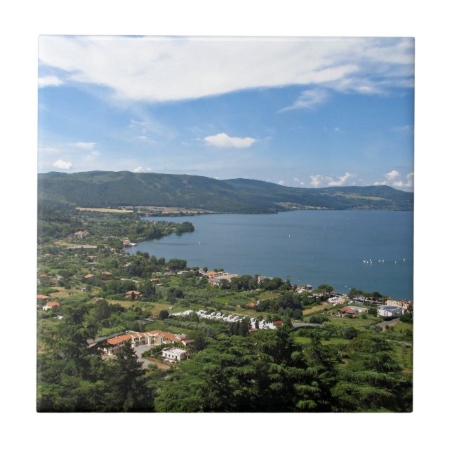 Sjön panorama- Bracciano beskådar Kakelplatta (Framsidan)