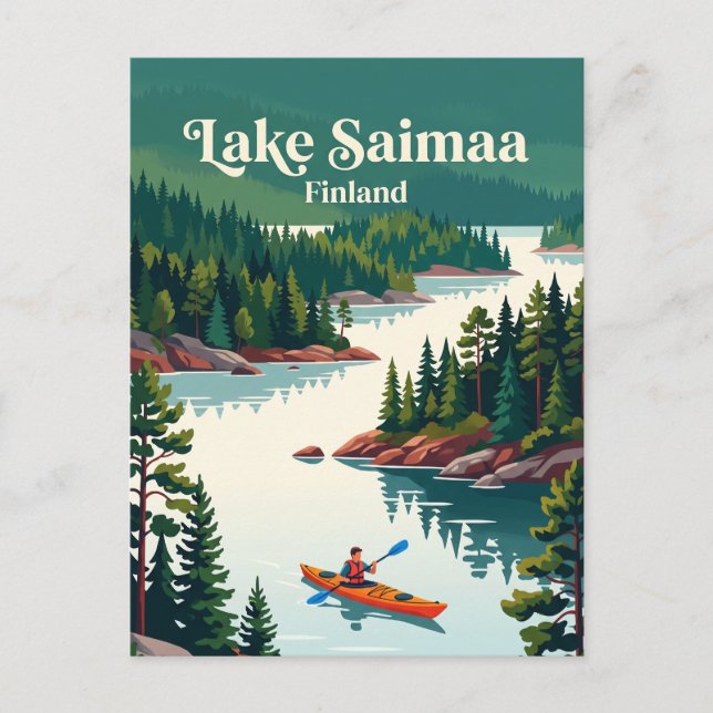 Sjön Saimaa, Finland Vykort (Framsida)
