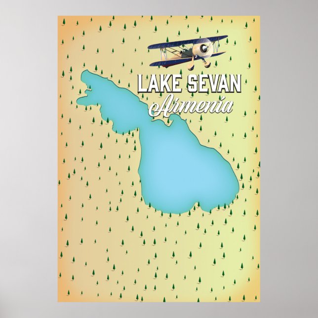 Sjön Sevan Armenien karta Poster (Framsidan)