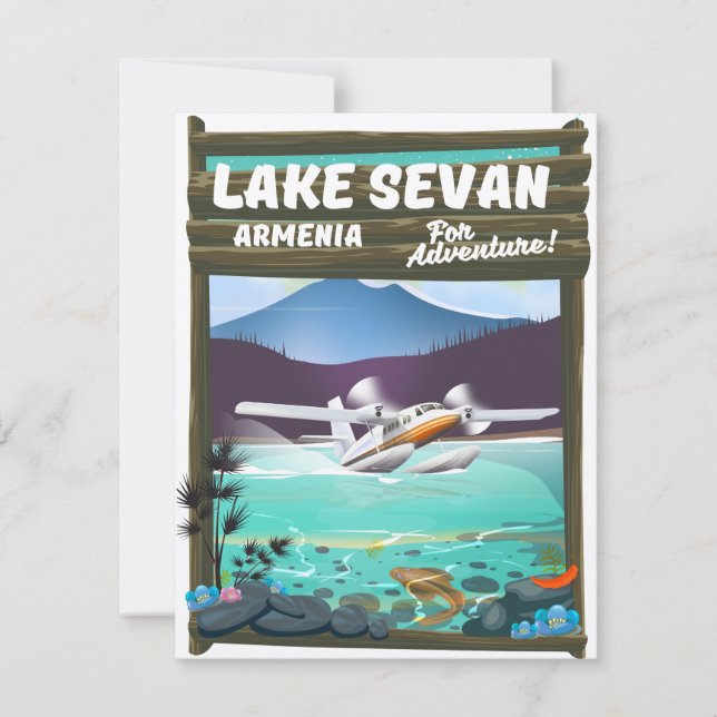 Sjön Sevan Armenien vintage reseposter (Framsida)