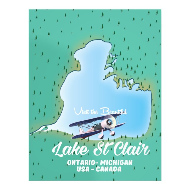 Sjön St Clair USA Kanada sjökarta Fototryck (Framsidan)