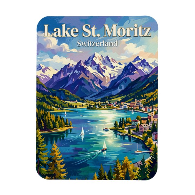 Sjön St. Moritz Schweiz Magnet (Vertikal)