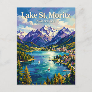 Sjön St. Moritz Schweiz Vykort
