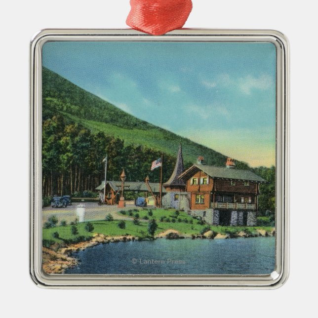 Sjön Stevens beskådar av avgifthuset Julgransprydnad Metall (Framsidan)