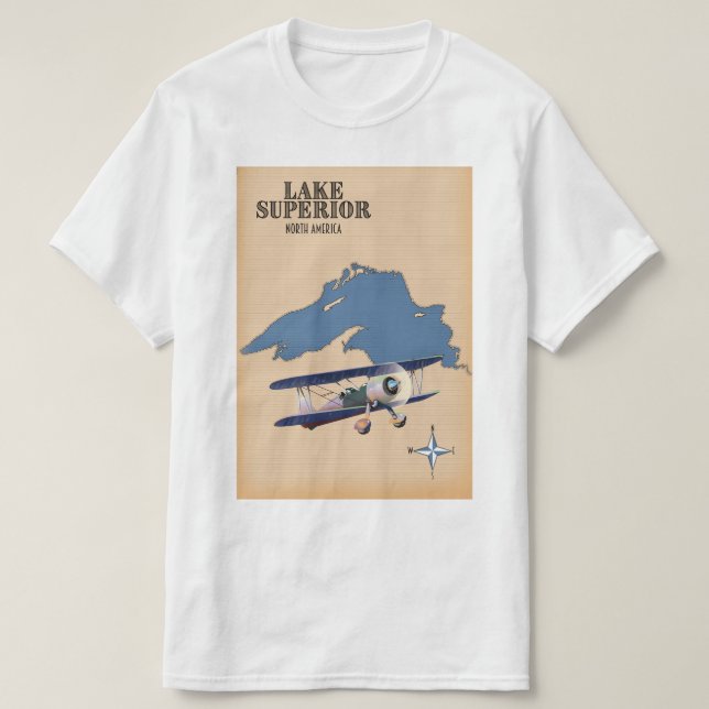 Sjön Superior Nordamerika karta T Shirt (Design framsida)
