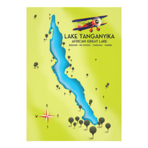 Sjön Tanganyika afrikansk Great lake karta Fototryck