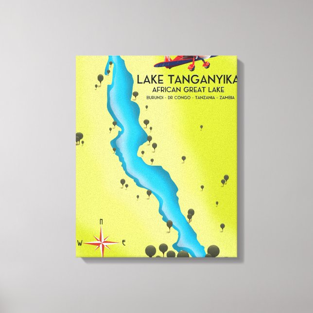 Sjön Tanganyika afrikansk stor sjö karta Canvastryck (Framsida)