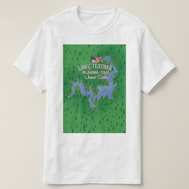 Sjön Texoma USA karta. T Shirt (Design framsida)