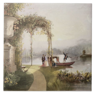 Sjön, Trentham Hall trädgårdar, från 'trädgå Kakelplatta