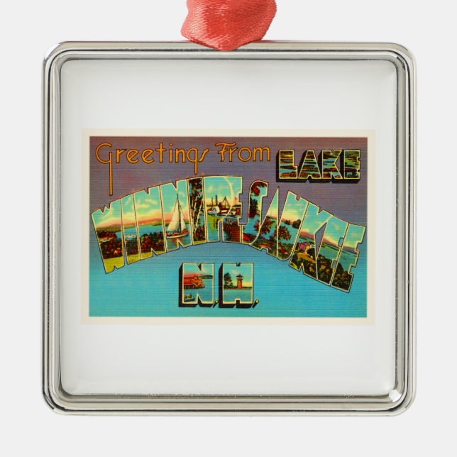 Sjön Winnipesaukee New Hampshire reser souvenir Julgransprydnad Metall (Framsidan)