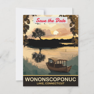 Sjön Wononscopomuc Connecticut Bröllopsinbjudan Spara Datumet