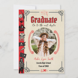 Sjöpirat-Äventyrsberättelse Bok Utexamensinbjudan Inbjudningar