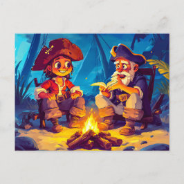 Sjöpirat och gammal sjöman delar historier vid läg vykort