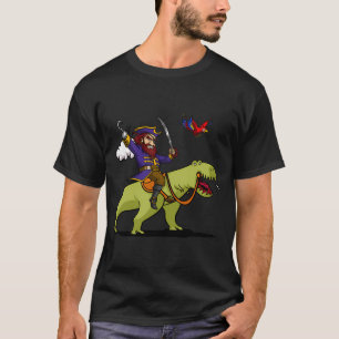 Sjöpirat Ridande T-Rex Dinosaurium Rolig Papegoja T Shirt