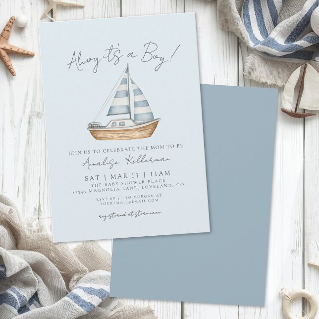 Sjöpojke Baby Shower Inbjudningar (Nautical Boy Baby Shower Invitation)