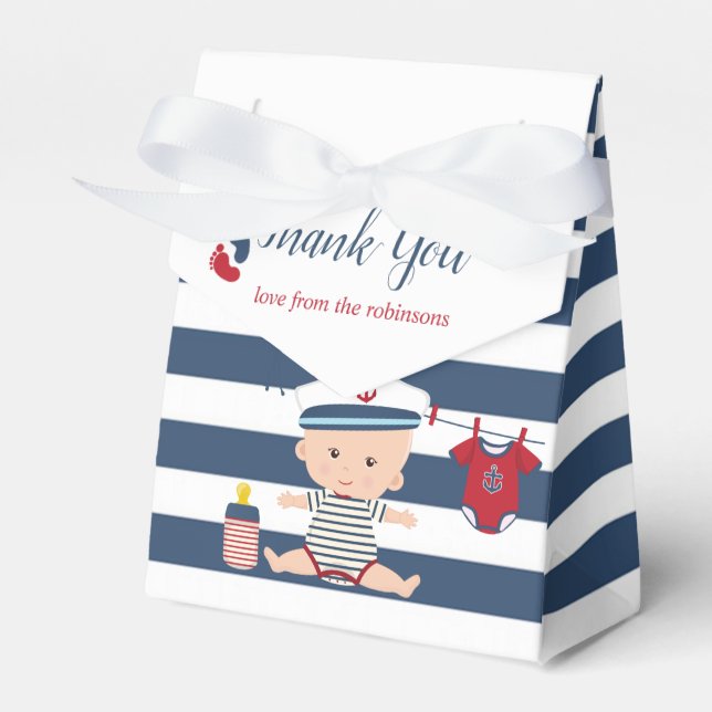 Sjöpojke Baby Shower Tackkort Presentaskar (Framsidan Sidan)