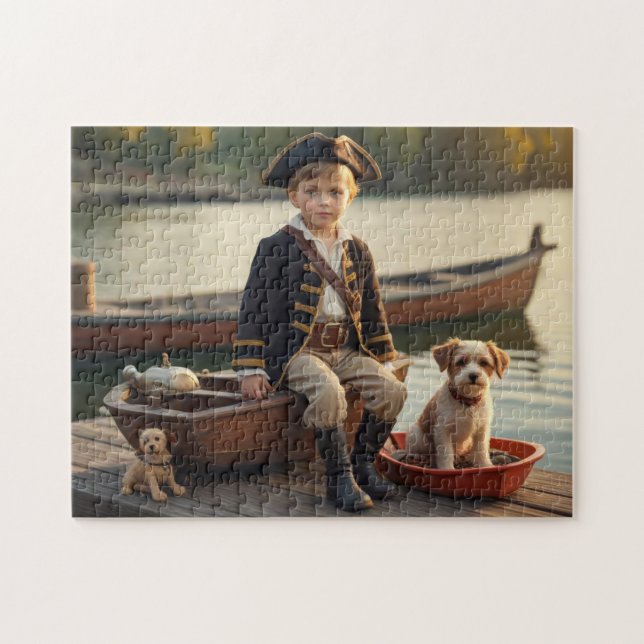 Sjöpojken och hans hund pussel (Horisontell)