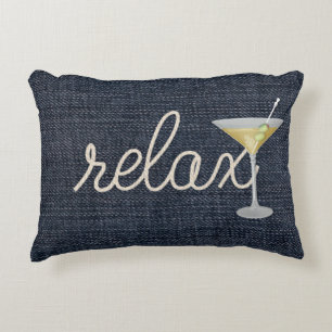 Sjörep på blå denim prydnadskudde