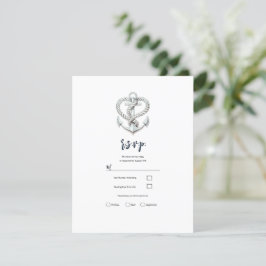 Sjöröding Rep Ankar Kust Bröllop RSVP Inbjudningar