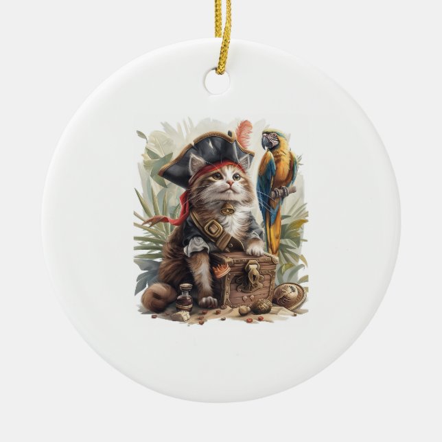 Sjörövar Katt Skatt Julgransprydnad Keramik (Framsidan)