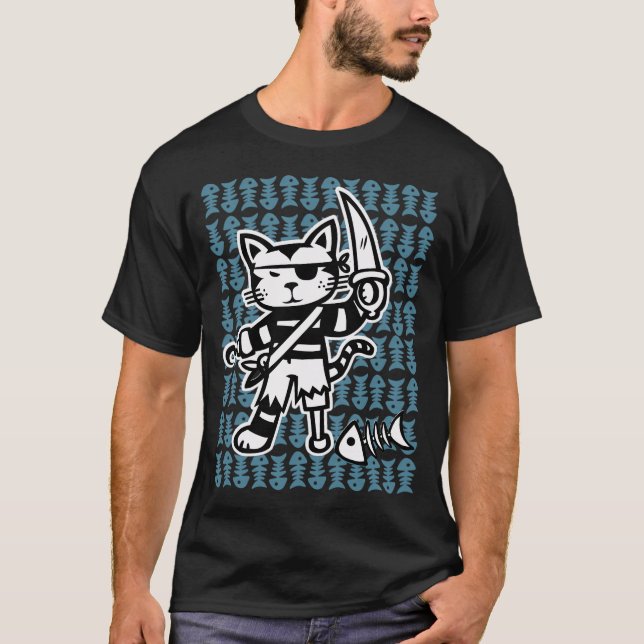 Sjörövar katt t shirt (Framsida)