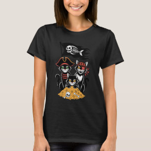 Sjörövar Katter Roligt Skelett Skatt Halloween Kos T Shirt