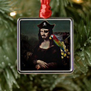 Sjörövar-Mona Lisa med ögonlapp Julgransprydnad Metall