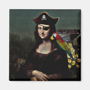 Sjörövar-Mona Lisa med ögonlapp Magnet